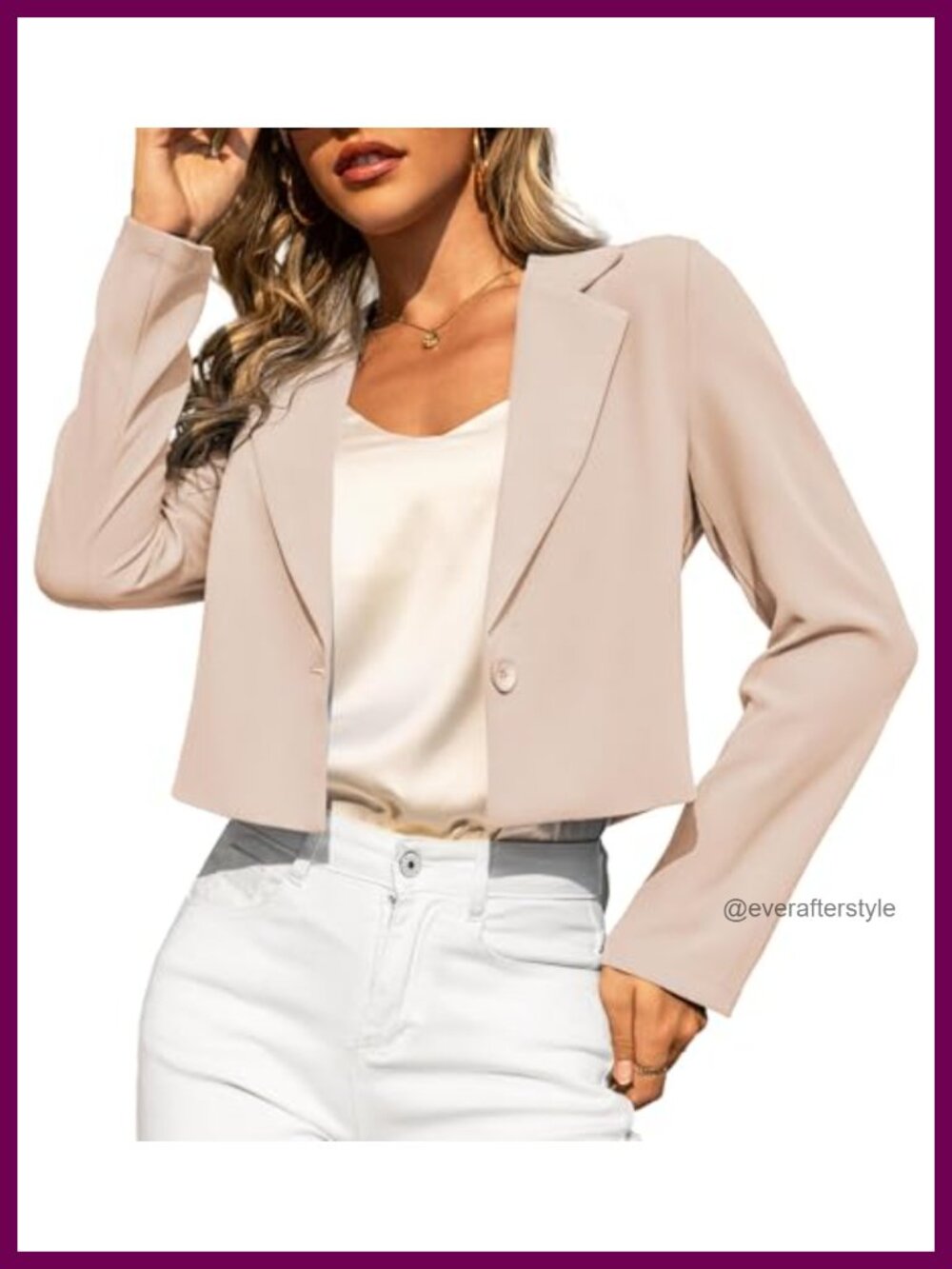 Cropped Blazer Business Casual Notch Lapel Single Button Jacket
